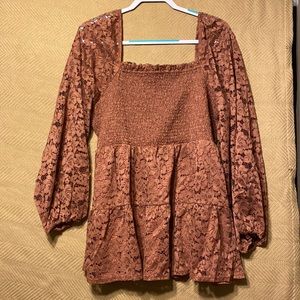 Andree 2X smocked long sleeve top. No tag, I cut it out cuz it was itchy. Lol